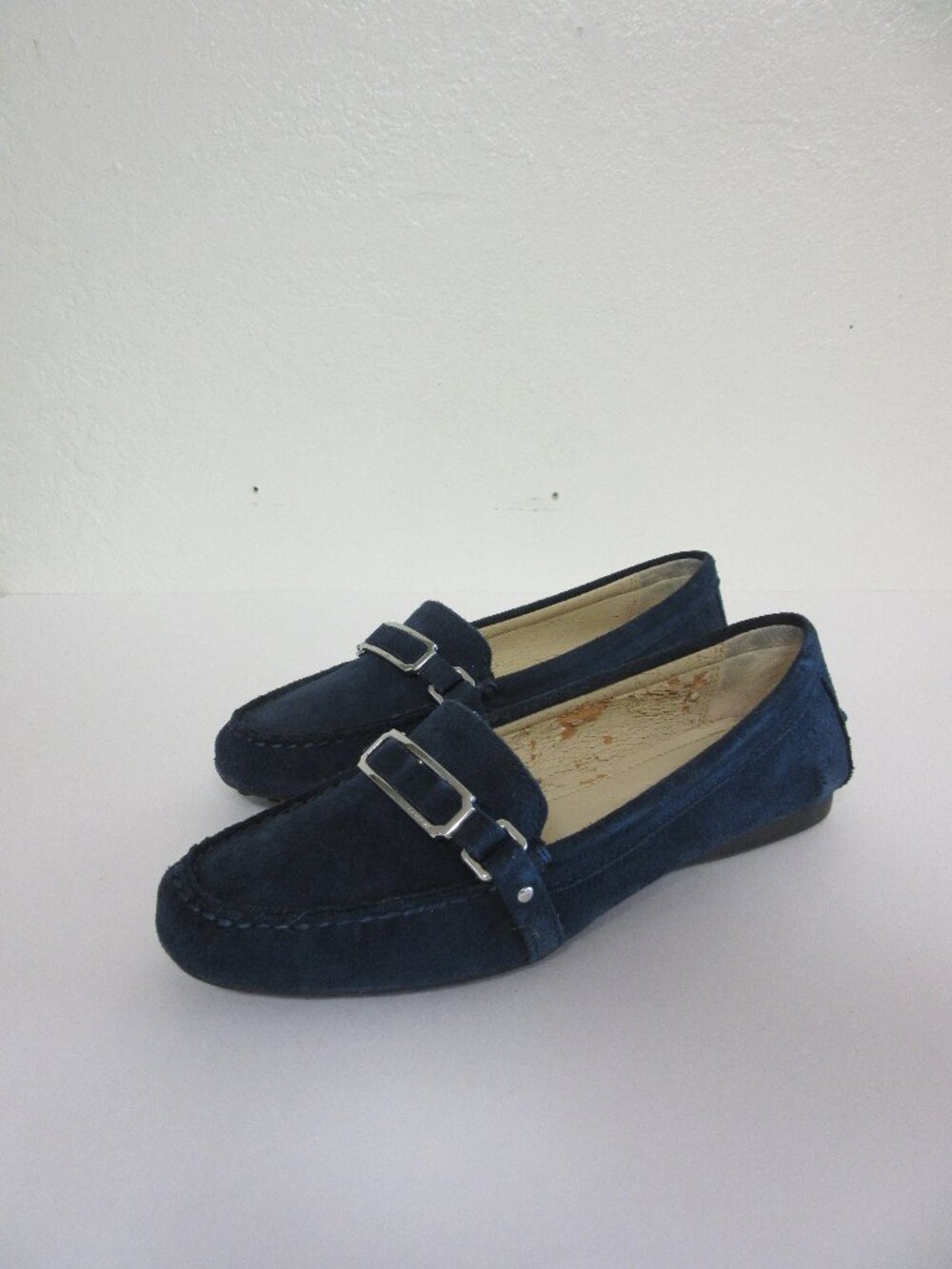 COACH Marley Leather Navy Slip On 7 B Loafers-Flaws